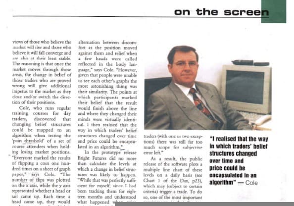 'Beyond Belief' — Martin Cole's 1999 feature on predicting market belief before price moves